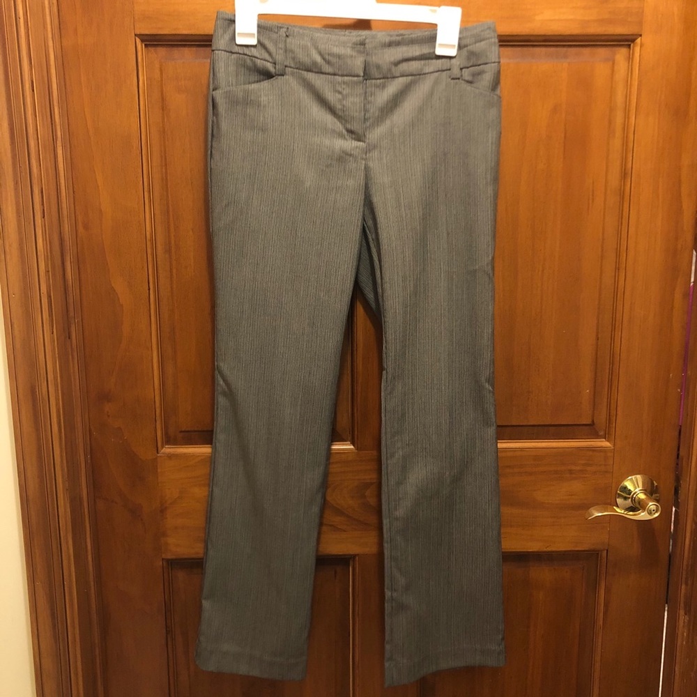 Gray and black pinstripe dress pants